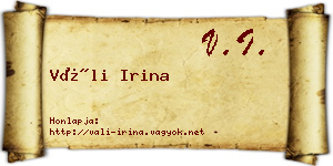Váli Irina névjegykártya